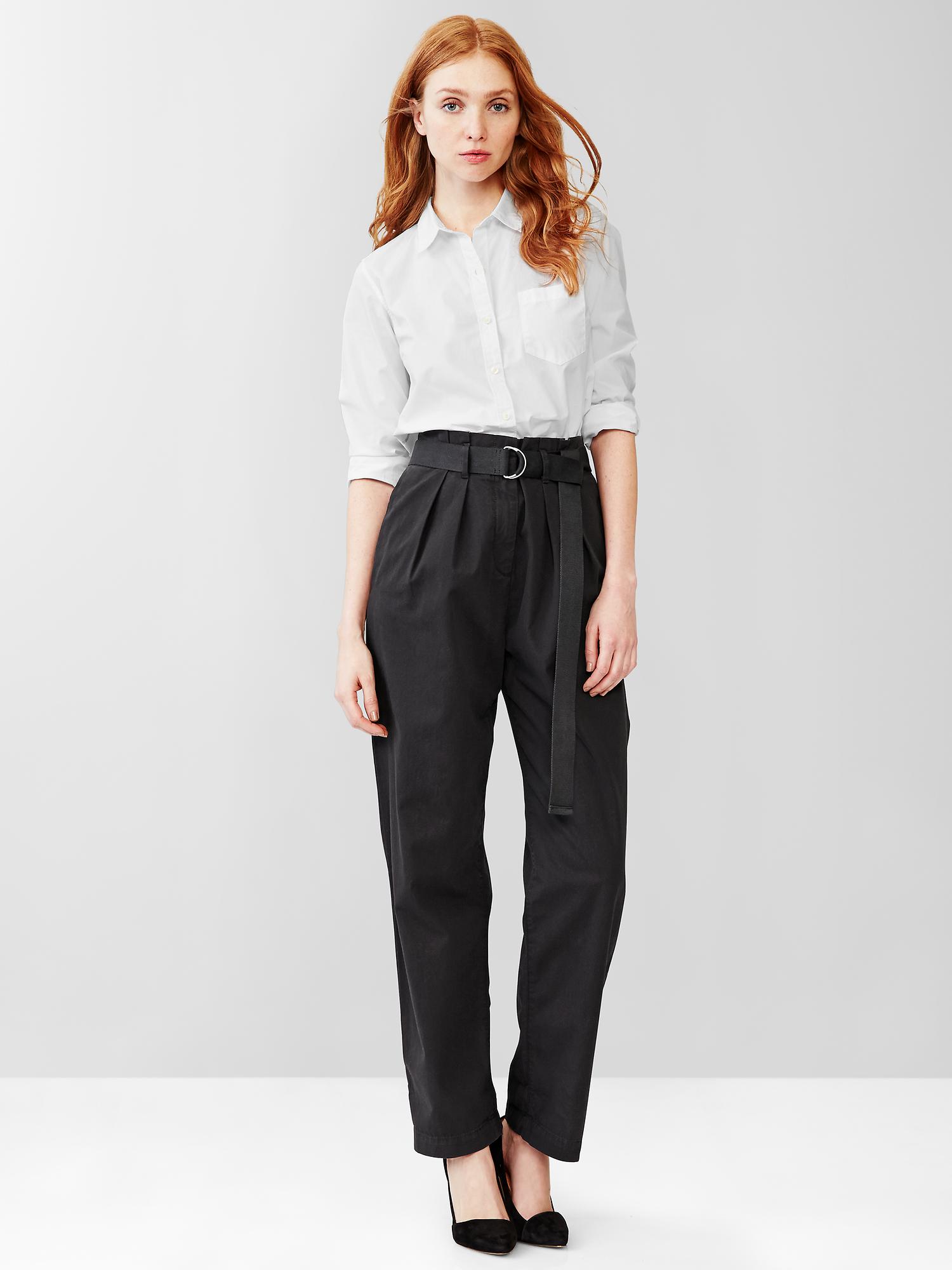 Navy Crepe High Waisted Paper Bag Trousers – Branded Wear