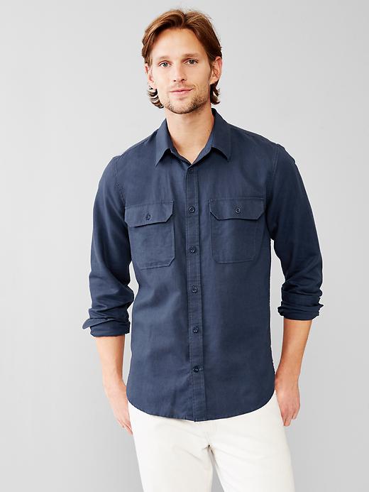 Linen-cotton two-pocket shirt | Gap