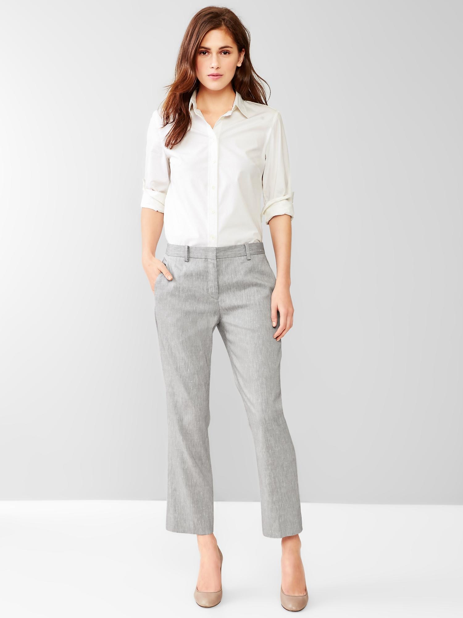 Gap Tailored Crop Stretch Women's White Pants Size 2R | eBay