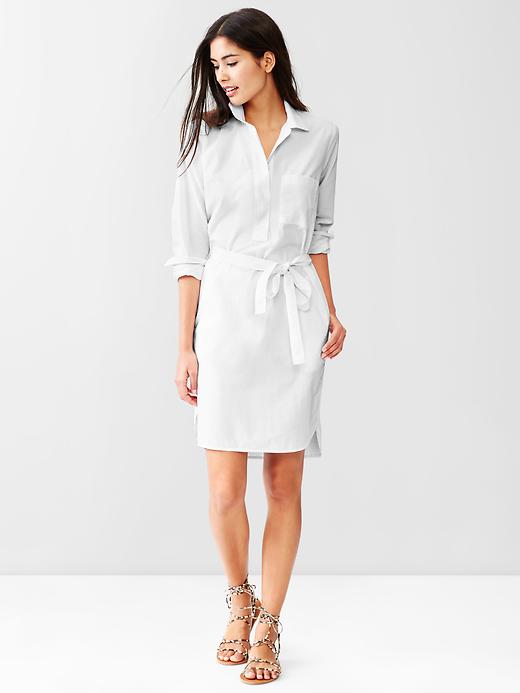 View large product image 1 of 1. Belted popover shirtdress