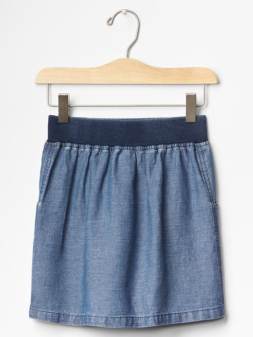 Image number 2 showing, Pull-on denim-linen skirt