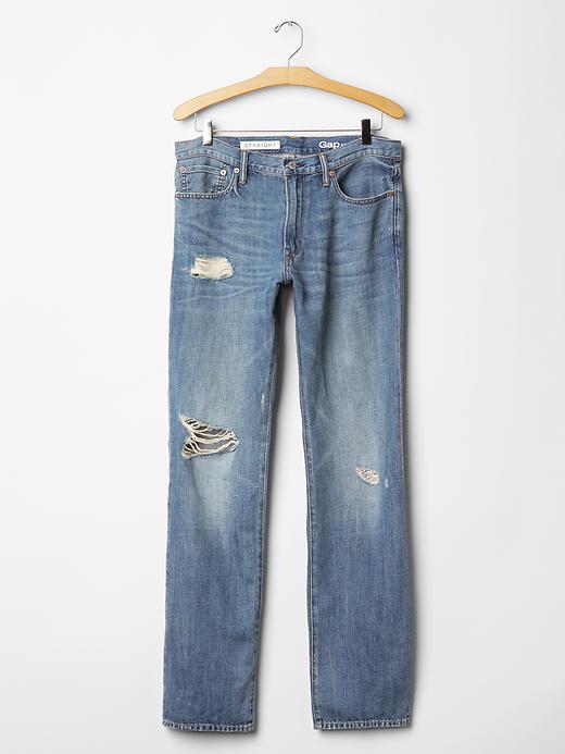 Image number 4 showing, 1969 straight fit linen jeans (medium destroy wash)