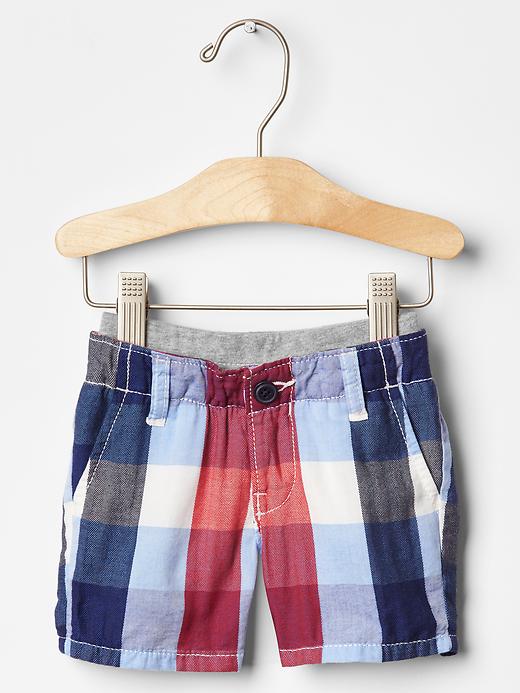Image number 1 showing, Pull-on plaid shorts
