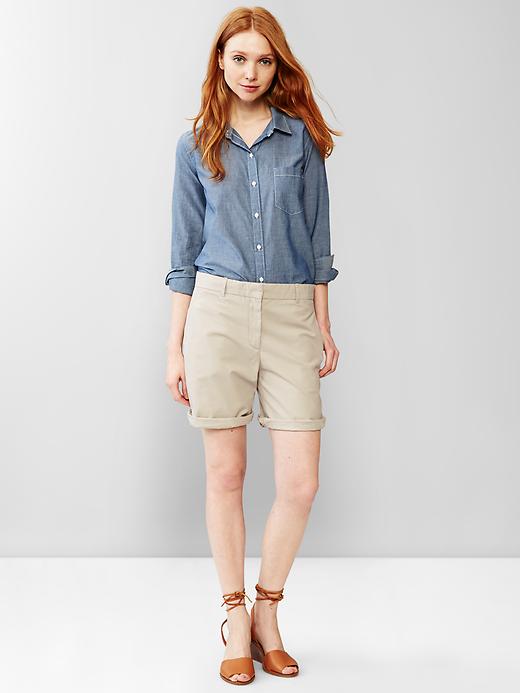 Image number 5 showing, Boyfriend roll-up khaki shorts