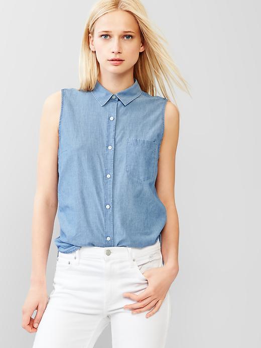 Gap Women Chambray Sleeveless Shirt | Shop Your Way: Online Shopping ...