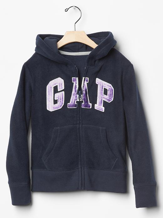 Sequin logo fleece zip hoodie | Gap