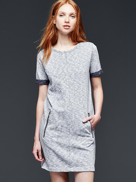 Image number 1 showing, Contrast sleeve zipper shift dress