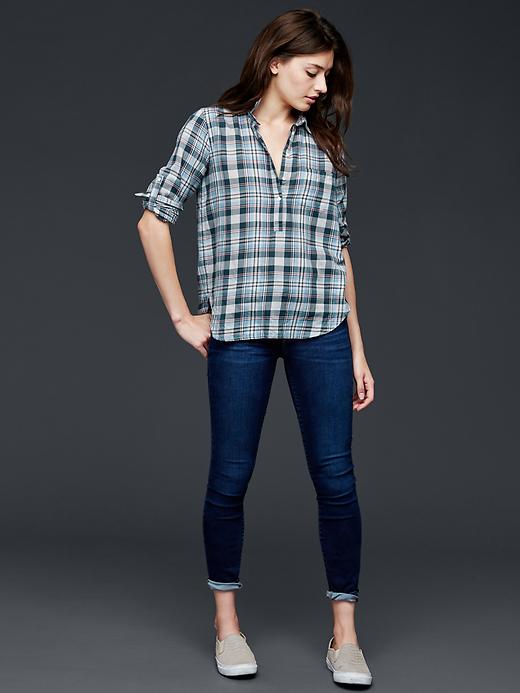 Image number 5 showing, Roll-sleeve plaid henley