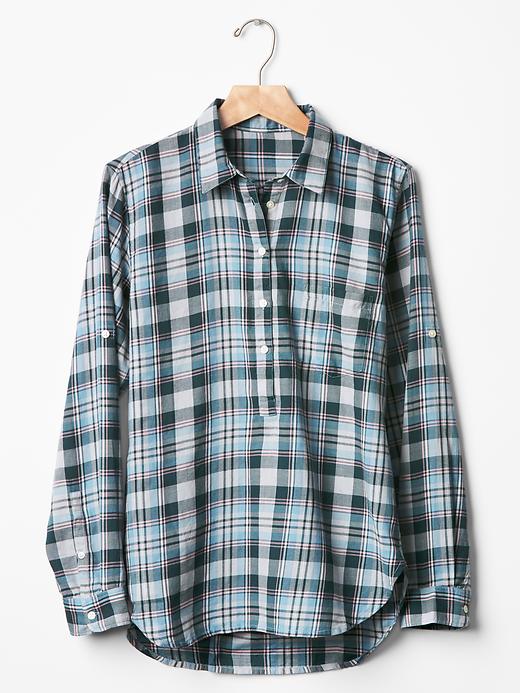 Image number 6 showing, Roll-sleeve plaid henley