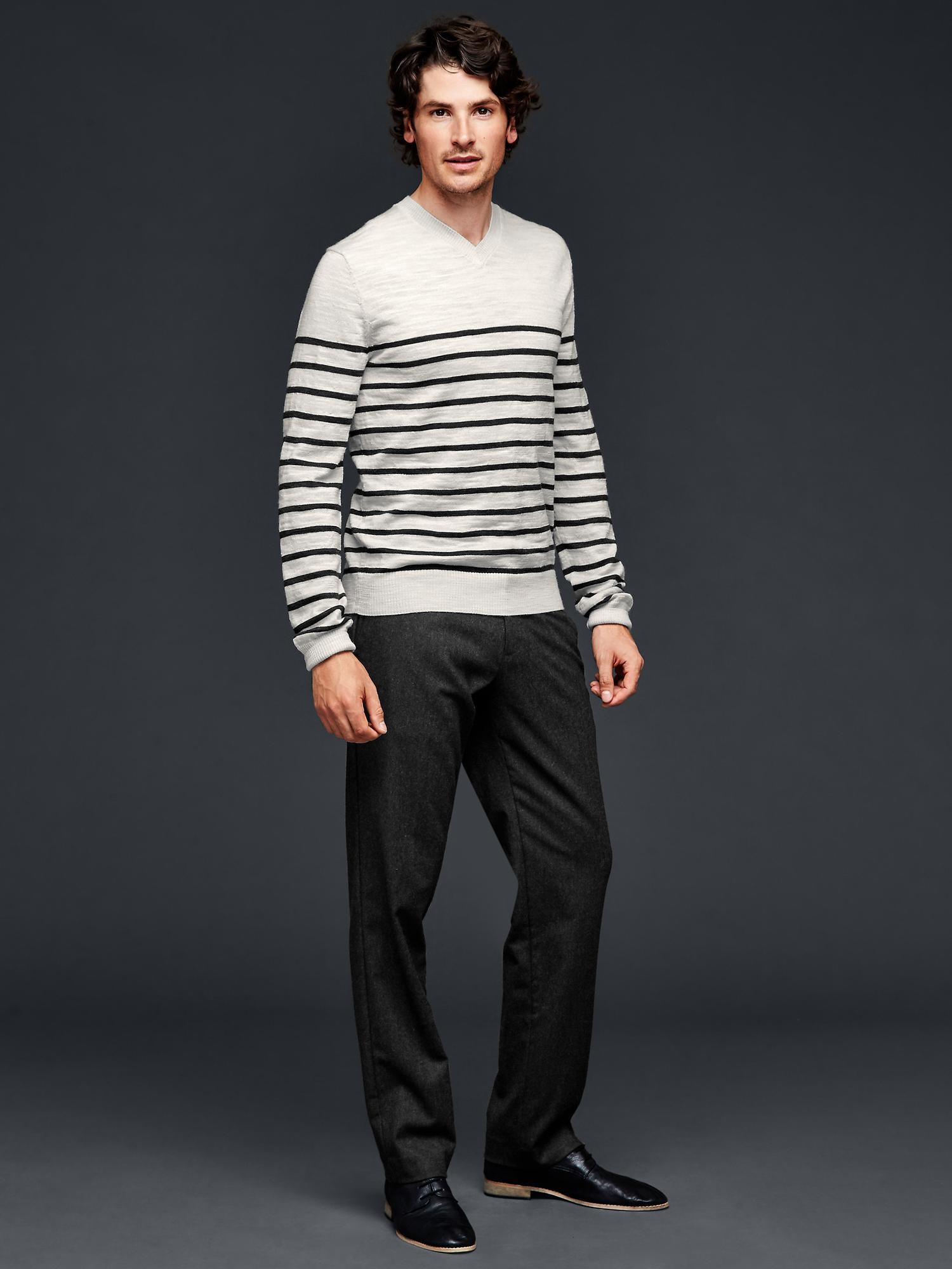 Merino stripe slub V-neck sweater | Gap