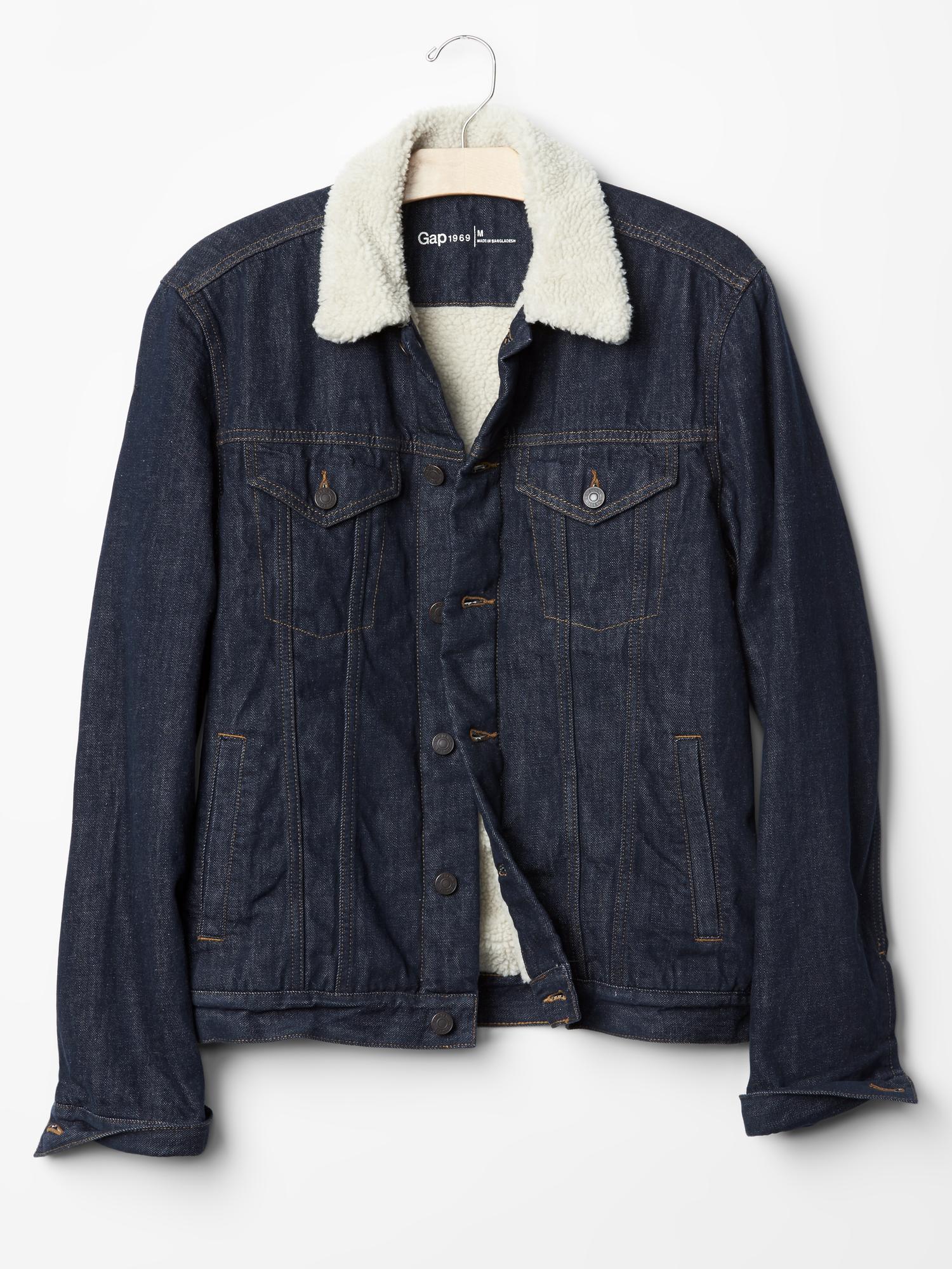 Sherpa lined sale denim jacket gap