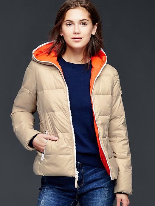 Contrast zip puffer jacket | Gap