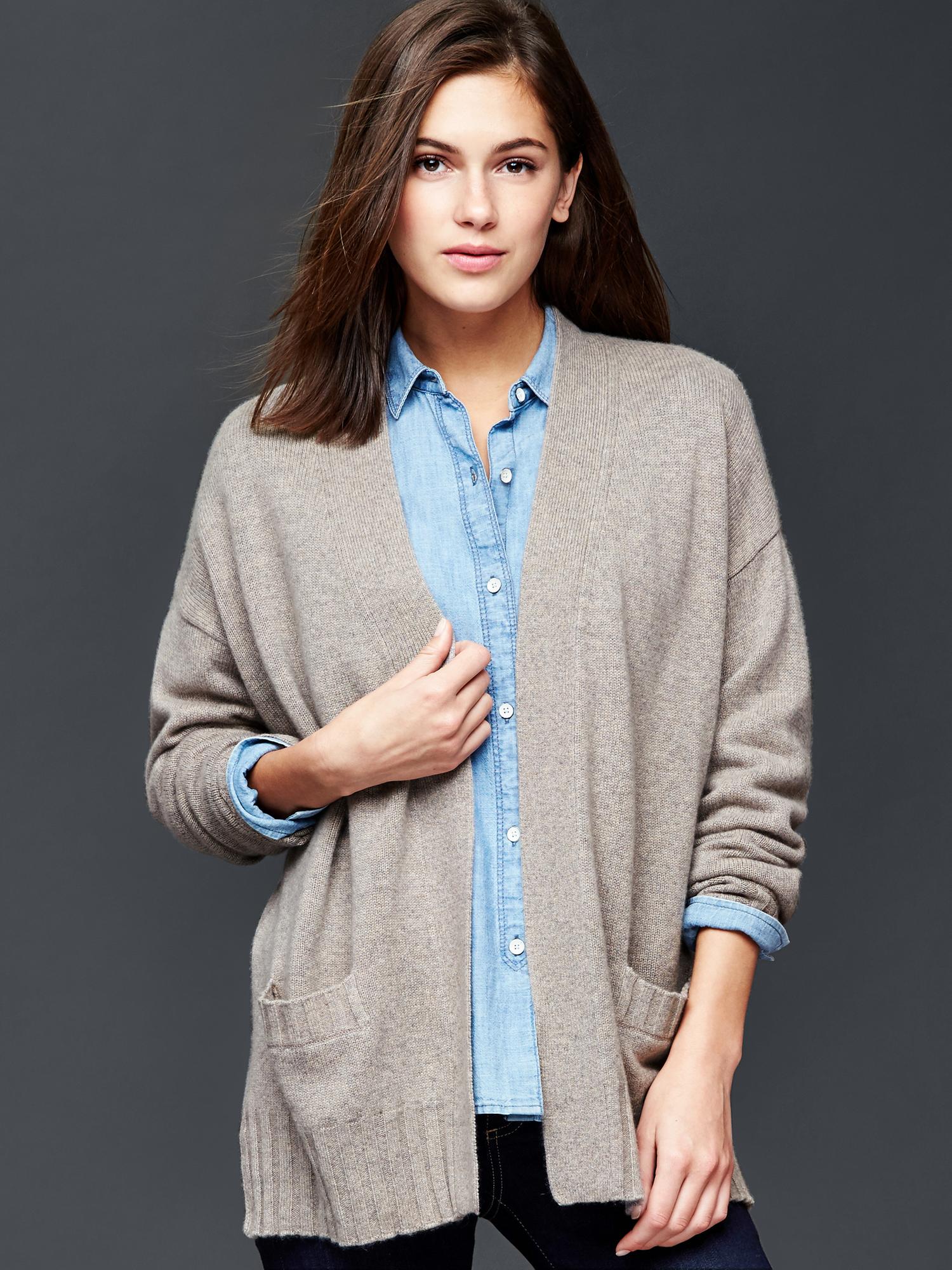 Open Front Long Puff Sleeve Cashmere Robe Cardigan [CC022