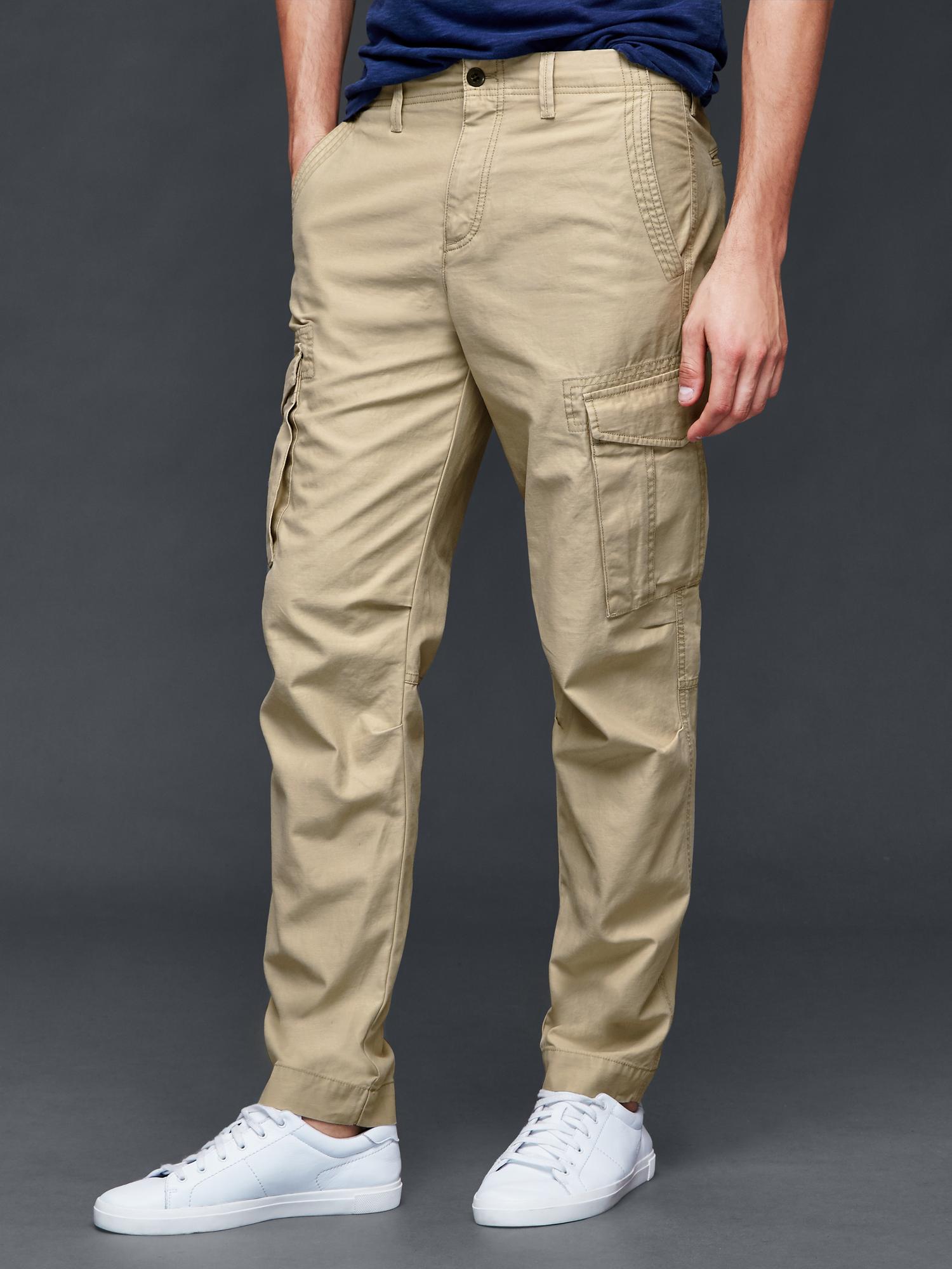 slim khaki cargo pants