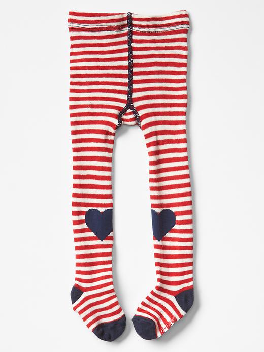 View large product image 1 of 1. Stripe heart patch tights