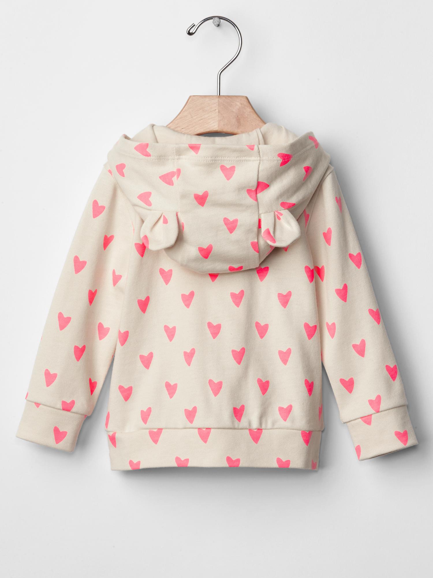 Gap girl pink heart hoodie hot sale