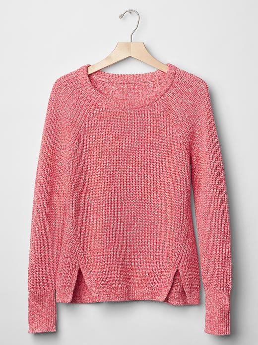 Image number 6 showing, Cotton marled side slits sweater
