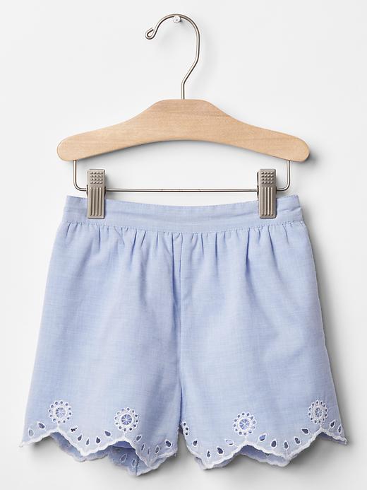Image number 1 showing, Scallop eyelet culotte shorts