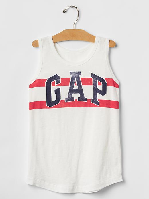 View large product image 1 of 1. Logo athletic stripe tank