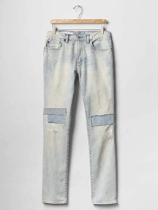 Image number 4 showing, Patchwork skinny fit jeans (stretch)