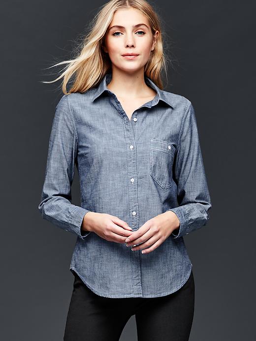 Image number 4 showing, Fitted boyfriend chambray shirt