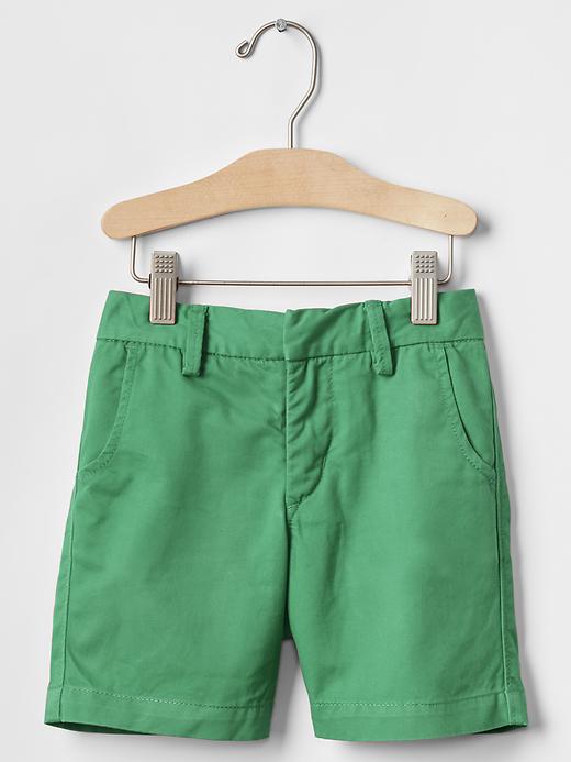 View large product image 1 of 1. Solid flat front shorts