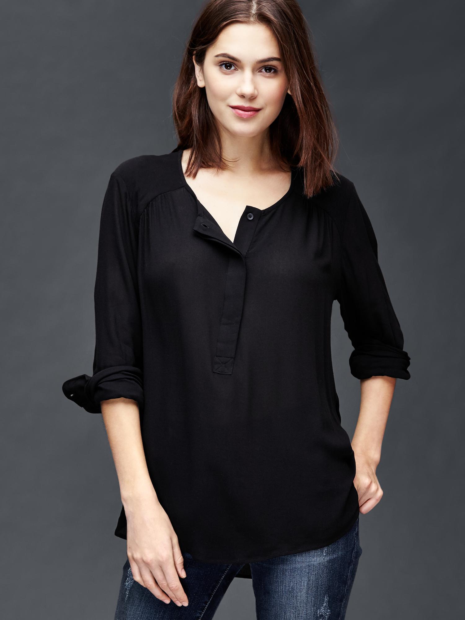 Shirred long sleeve blouse | Gap