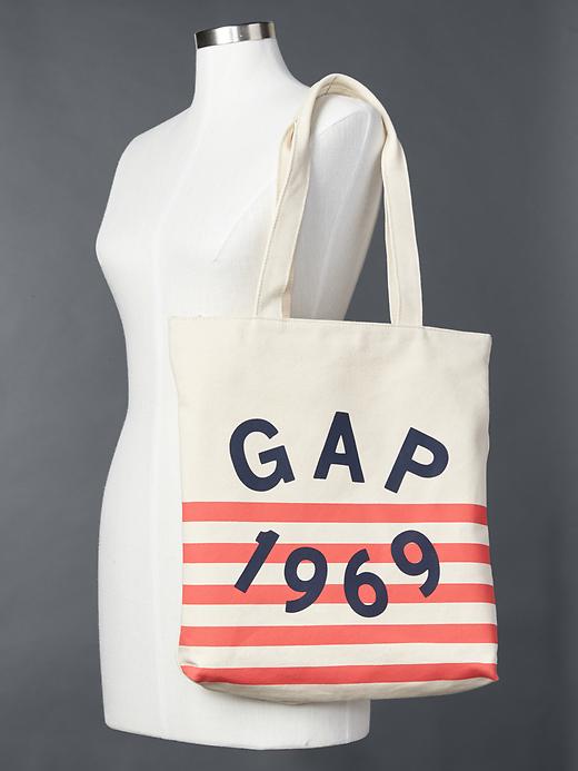 Image number 2 showing, Small logo stripe tote bag