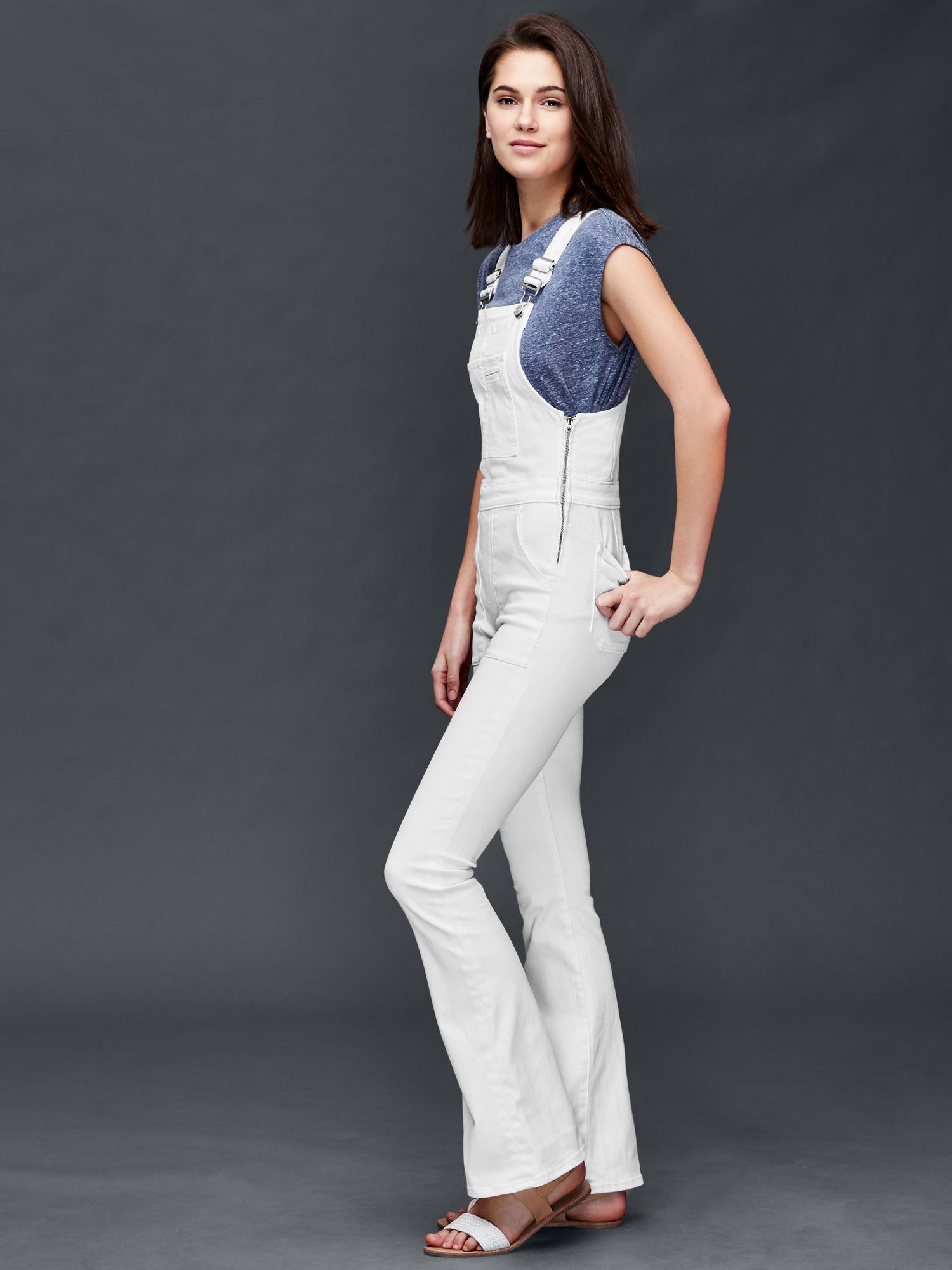 White on sale flare overalls