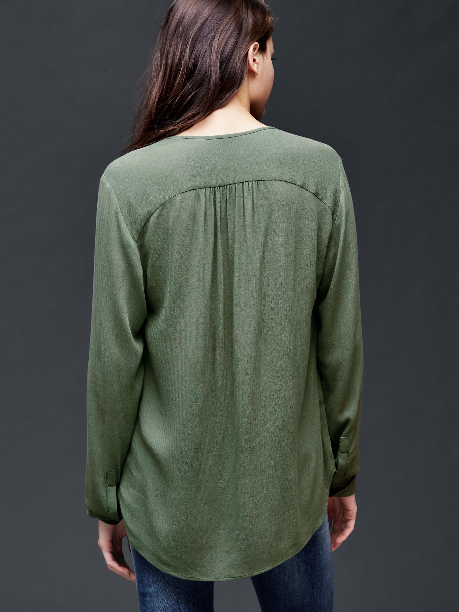 Shirred long sleeve blouse | Gap