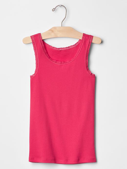View large product image 1 of 1. Ribbed lace tank