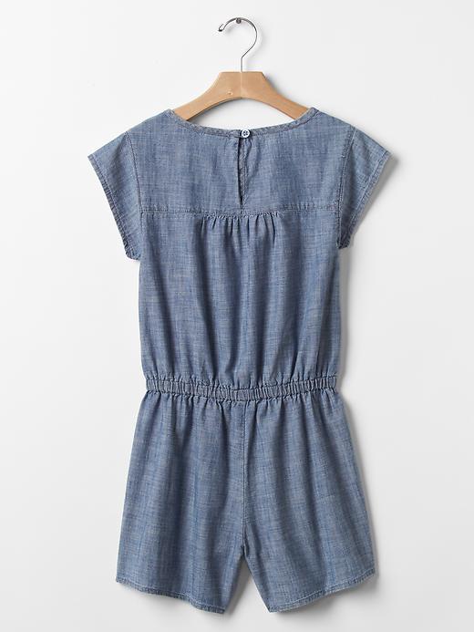 Image number 2 showing, 1969 embroidered chambray romper