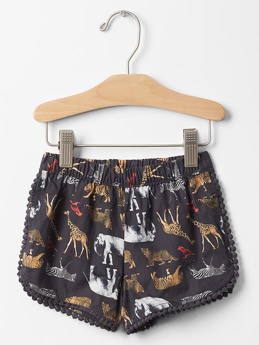 View large product image 1 of 1. Jungle print dolphin shorts
