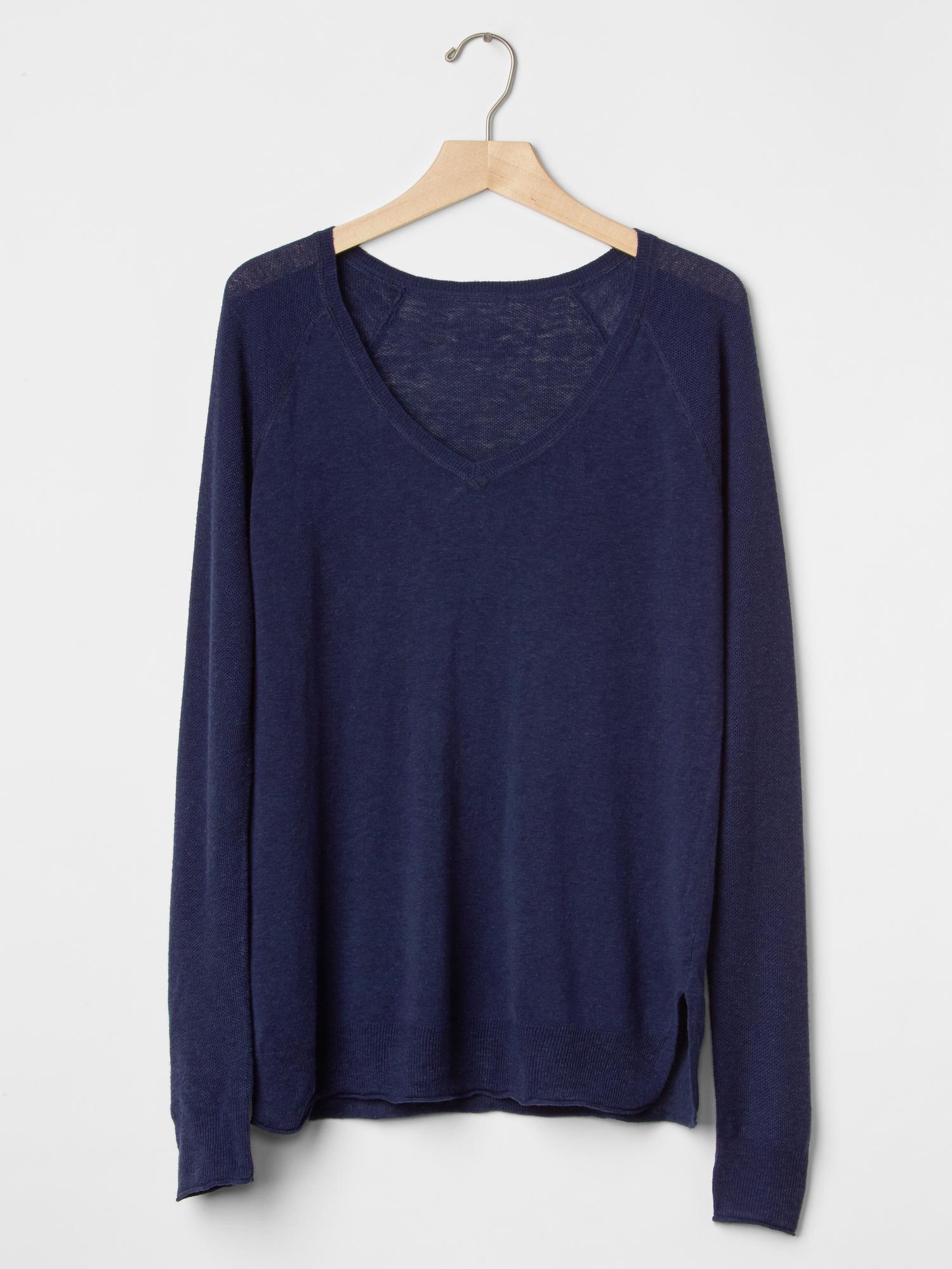 Linen blend V-neck sweater | Gap