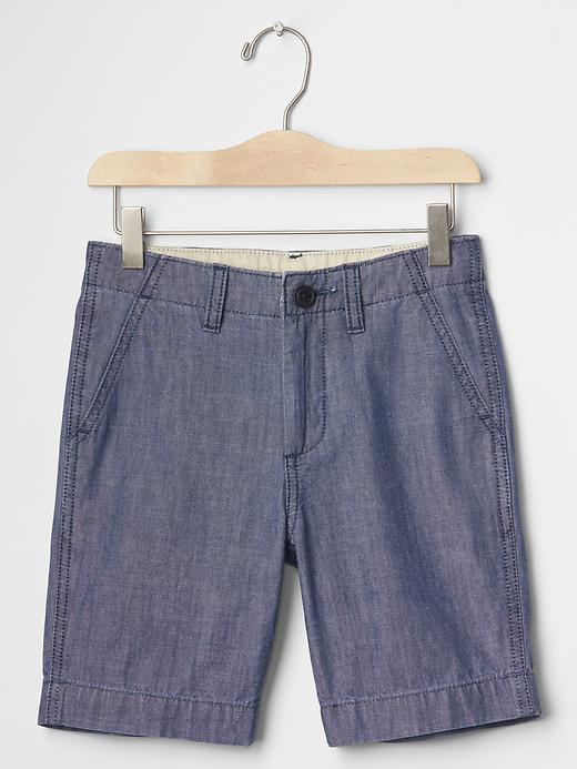 Image number 1 showing, 1969 flat front chambray shorts