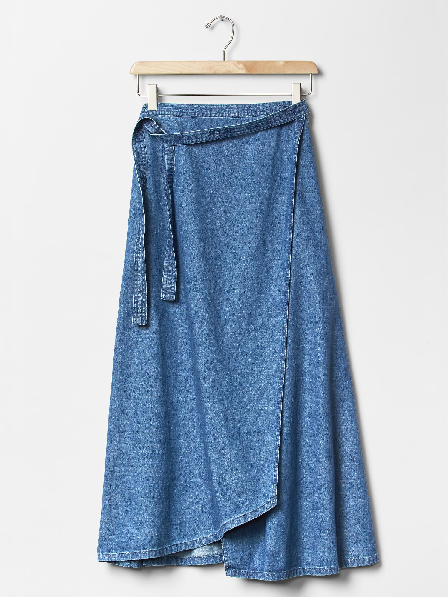 Denim wrap shop skirt gap