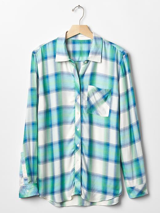 Image number 6 showing, Soft plaid boyfriend shirt