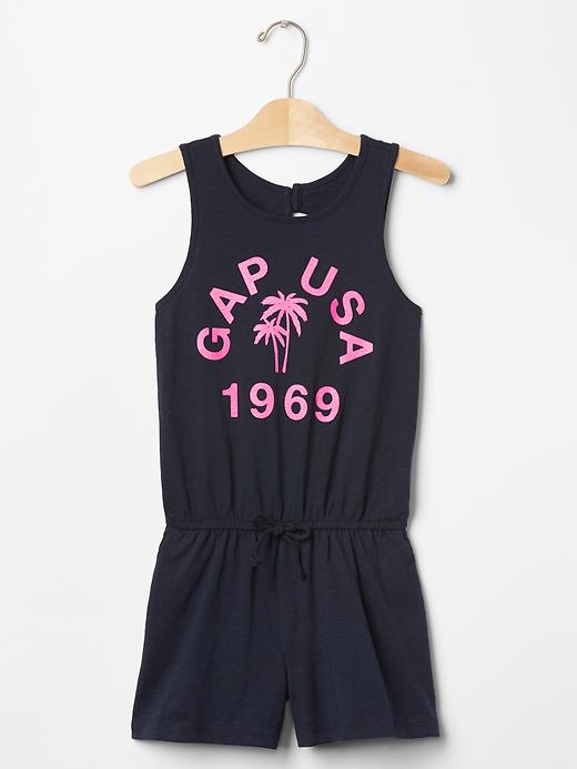 Image number 1 showing, Graphic open-back romper