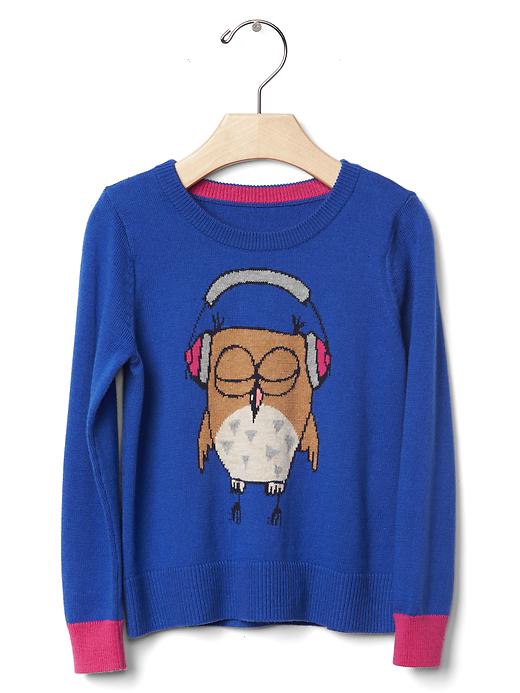 Image number 1 showing, Intarsia owl sweater