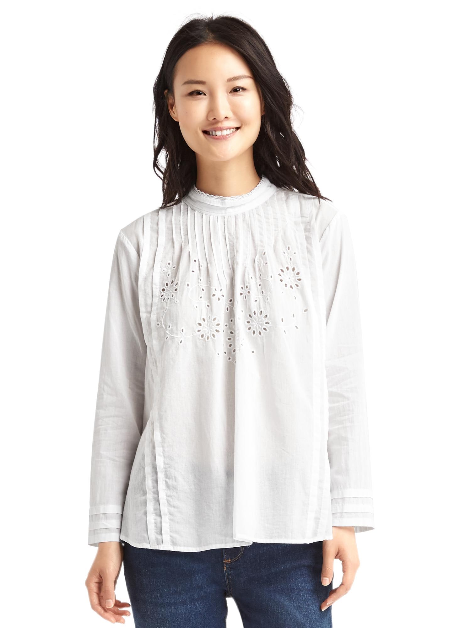 White Eyelet Victorian Button-up Shirt, GAP