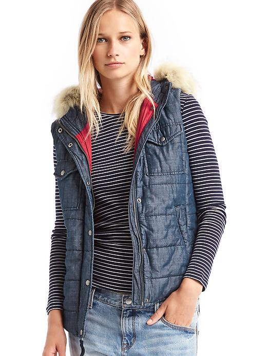 Image number 1 showing, Gap x (RED) fur-trim puffer vest