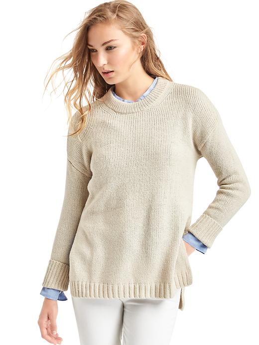 View large product image 1 of 1. Side-slit crewneck sweater