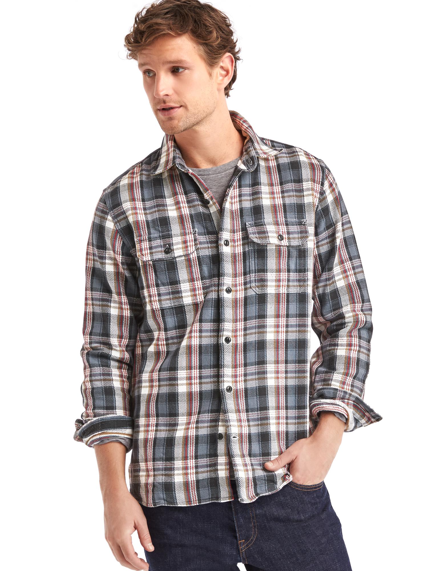 Heavyweight flannel plaid shirt | Gap