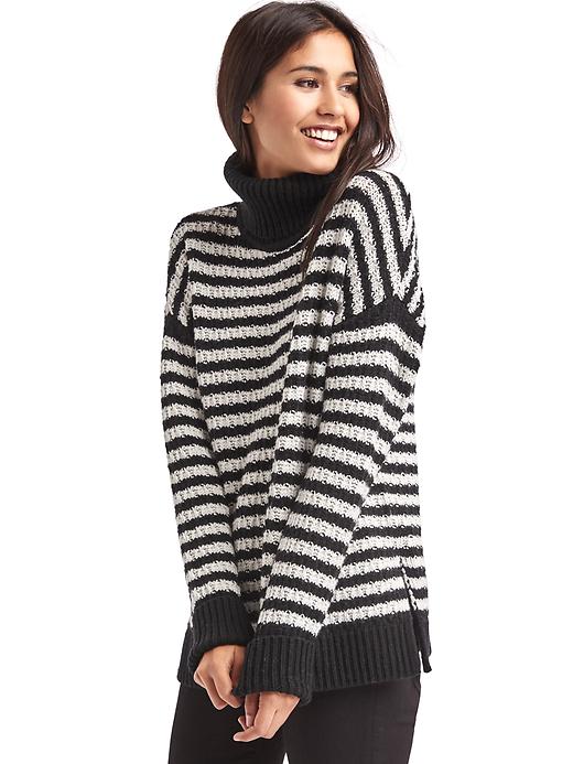 View large product image 1 of 1. Stripe turtleneck sweater