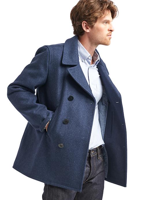 View large product image 1 of 1. Wool blend peacoat