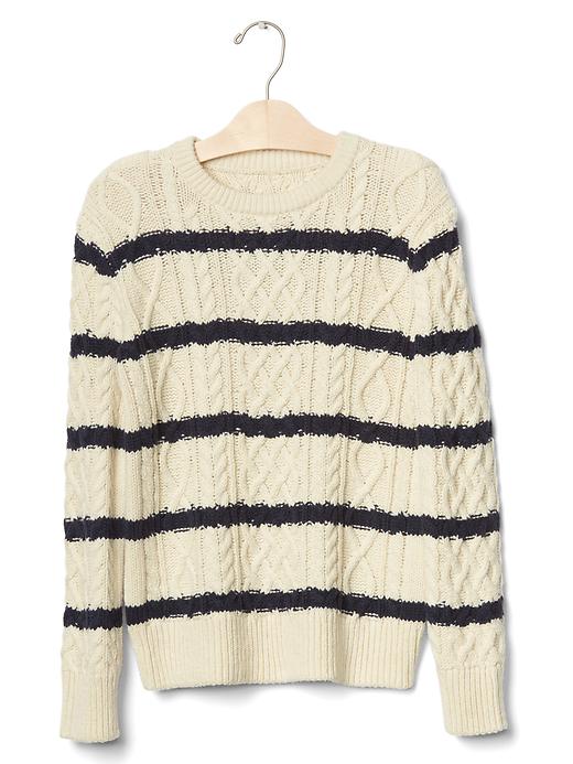 Image number 1 showing, Striped cable knit sweater