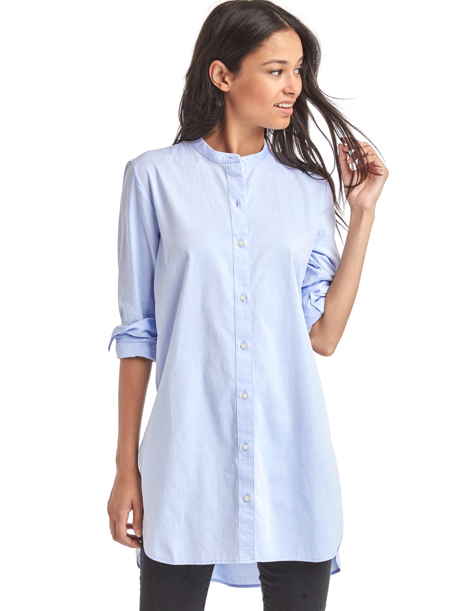 Oxford band collar tunic | Gap