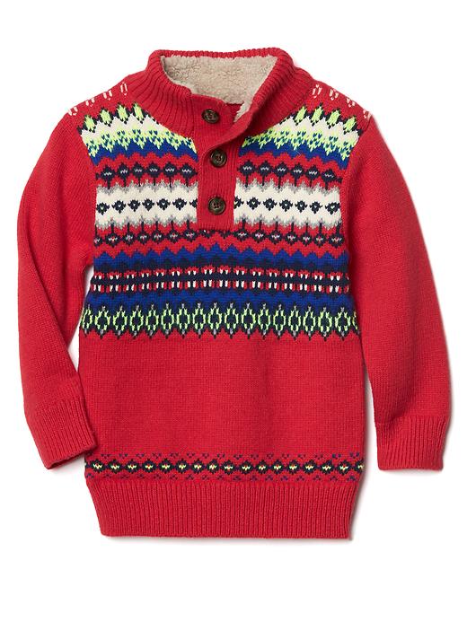 Image number 1 showing, Fair isle mockneck sweater