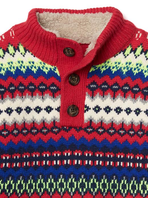 Image number 3 showing, Fair isle mockneck sweater