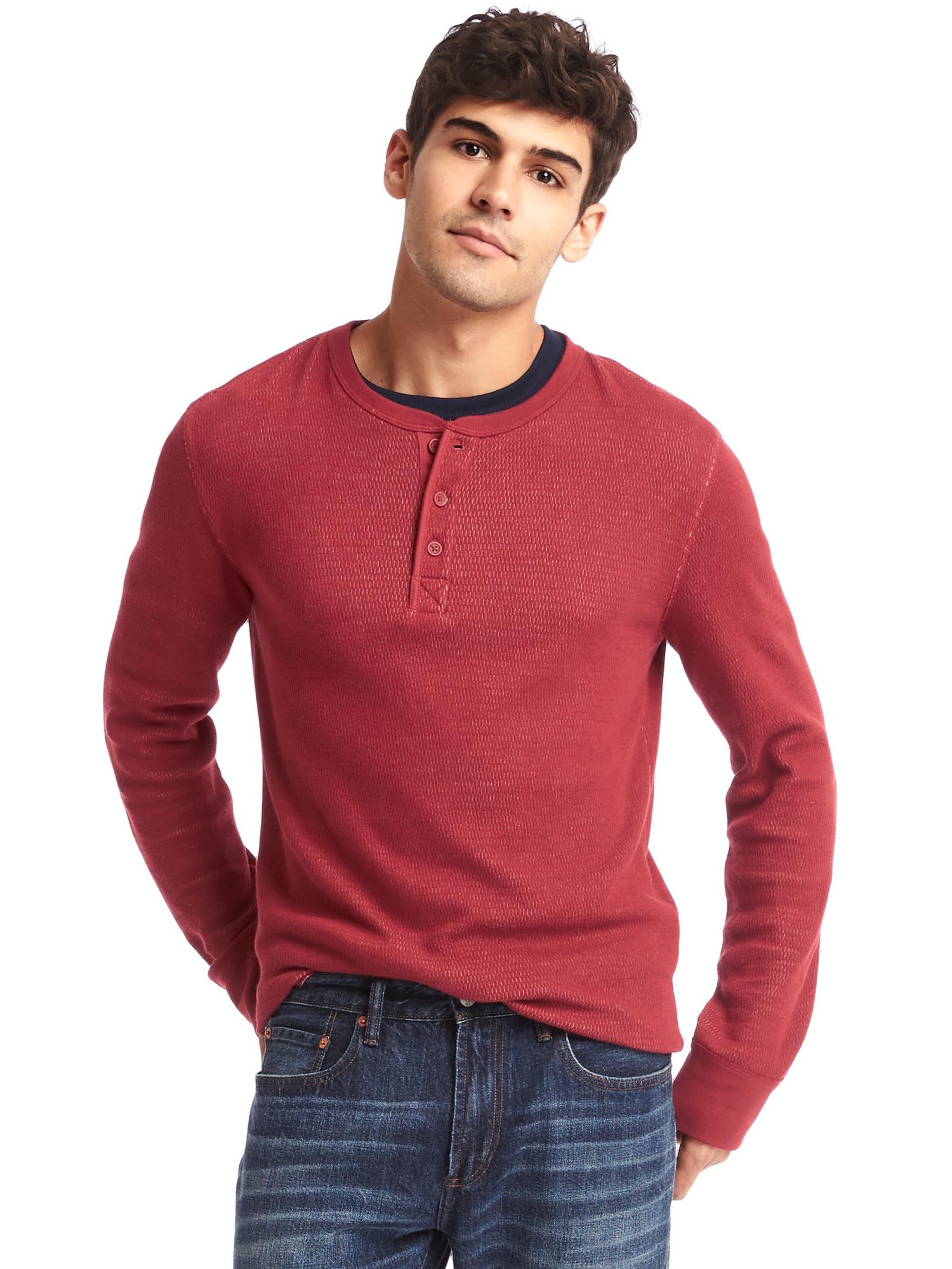 Men's Waffle-Knit Henley Athletic Top - All In Motion™ Red M